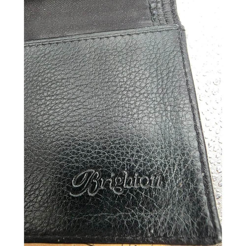 Brighton Black Croc Embossed Leather Wallet‎ With Silver Accent